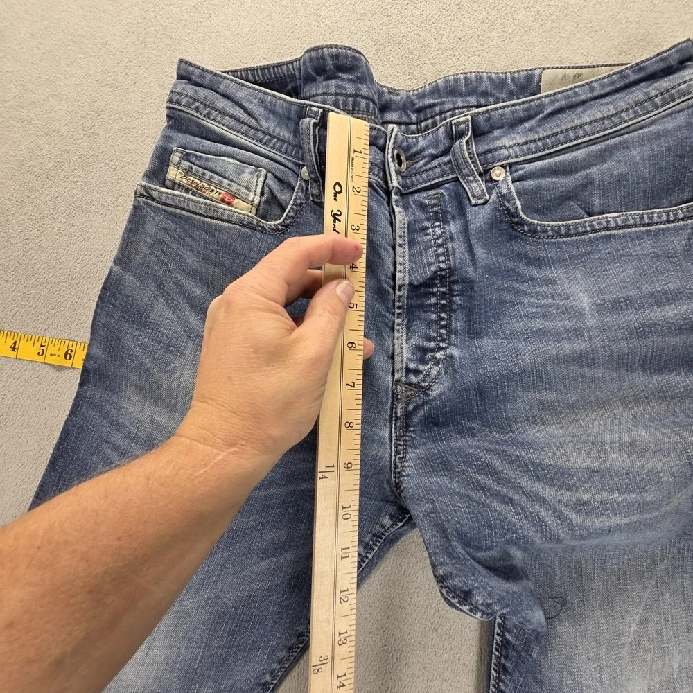 Diesel Jeans Mens 32x34 Blue Buster Regular Slim Tapered Stretch Honeycomb 0853R